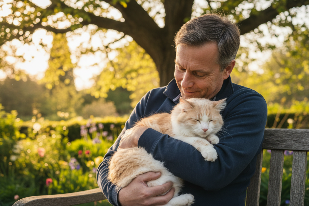 Men holding Sweet Cat